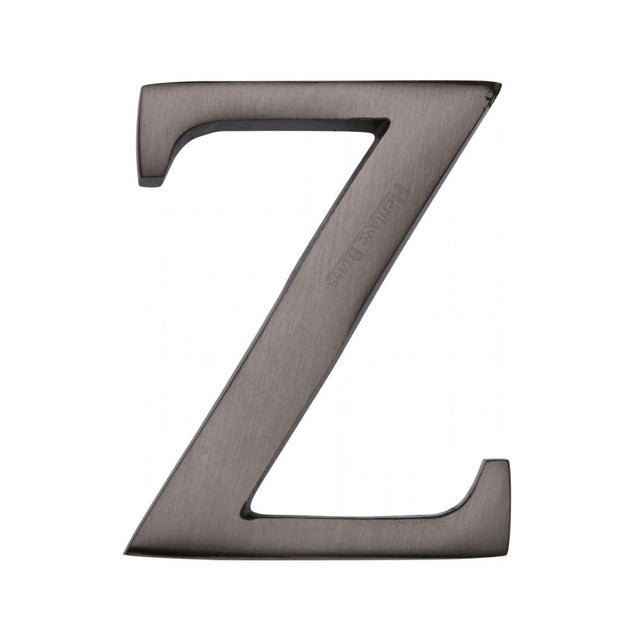 This is an image of a Heritage Brass - Alphabet Z Pin Fix 51mm (2") Matt Bronze Finish, c1565-2-z-mb that is available to order from T.H Wiggans Ironmongery in Kendal.