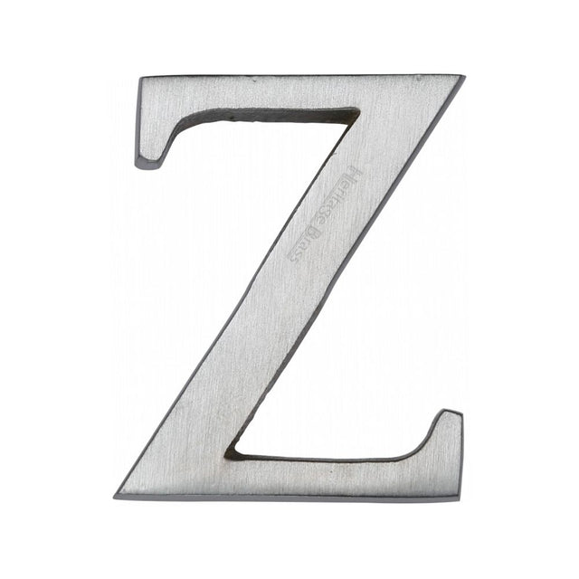 This is an image of a Heritage Brass - Alphabet Z Pin Fix 51mm (2") Satin Chrome Finish, c1565-2-z-sc that is available to order from T.H Wiggans Ironmongery in Kendal.