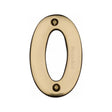 This is an image of a Heritage Brass - Numeral 0 Face Fix 76mm (3") Polished Brass Finish, c1566-0-pb that is available to order from T.H Wiggans Ironmongery in Kendal.