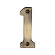 This is an image of a Heritage Brass - Numeral 1 Face Fix 76mm (3") Antique Brass Finish, c1566-1-at that is available to order from T.H Wiggans Ironmongery in Kendal.