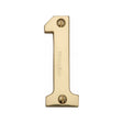This is an image of a Heritage Brass - Numeral 1 Face Fix 76mm (3") Polished Brass Finish, c1566-1-pb that is available to order from T.H Wiggans Ironmongery in Kendal.