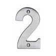 This is an image of a Heritage Brass - Numeral 2 Face Fix 76mm (3") Satin Chrome Finish, c1566-2-sc that is available to order from T.H Wiggans Ironmongery in Kendal.