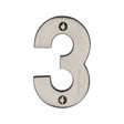 This is an image of a Heritage Brass - Numeral 3 Face Fix 76mm (3") Satin Nickel Finish, c1566-3-sn that is available to order from T.H Wiggans Ironmongery in Kendal.