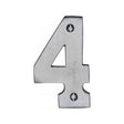 This is an image of a Heritage Brass - Numeral 4 Face Fix 76mm (3") Satin Chrome Finish, c1566-4-sc that is available to order from T.H Wiggans Ironmongery in Kendal.
