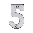This is an image of a Heritage Brass - Numeral 5 Face Fix 76mm (3") Satin Chrome Finish, c1566-5-sc that is available to order from T.H Wiggans Ironmongery in Kendal.
