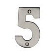 This is an image of a Heritage Brass - Numeral 5 Face Fix 76mm (3") Satin Nickel Finish, c1566-5-sn that is available to order from T.H Wiggans Ironmongery in Kendal.