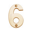This is an image of a Heritage Brass - Numeral 6 Face Fix 76mm (3") Polished Brass Finish, c1566-6-pb that is available to order from T.H Wiggans Ironmongery in Kendal.