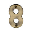 This is an image of a Heritage Brass - Numeral 8 Face Fix 76mm (3") Antique Brass Finish, c1566-8-at that is available to order from T.H Wiggans Ironmongery in Kendal.