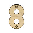 This is an image of a Heritage Brass - Numeral 8 Face Fix 76mm (3") Polished Brass Finish, c1566-8-pb that is available to order from T.H Wiggans Ironmongery in Kendal.
