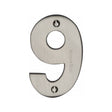 This is an image of a Heritage Brass - Numeral 9 Face Fix 76mm (3") Satin Nickel Finish, c1566-9-sn that is available to order from T.H Wiggans Ironmongery in Kendal.