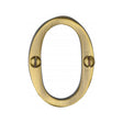This is an image of a Heritage Brass - Numeral 0 Face Fix 51mm (2") Antique Brass Finish, c1567-0-at that is available to order from T.H Wiggans Ironmongery in Kendal.
