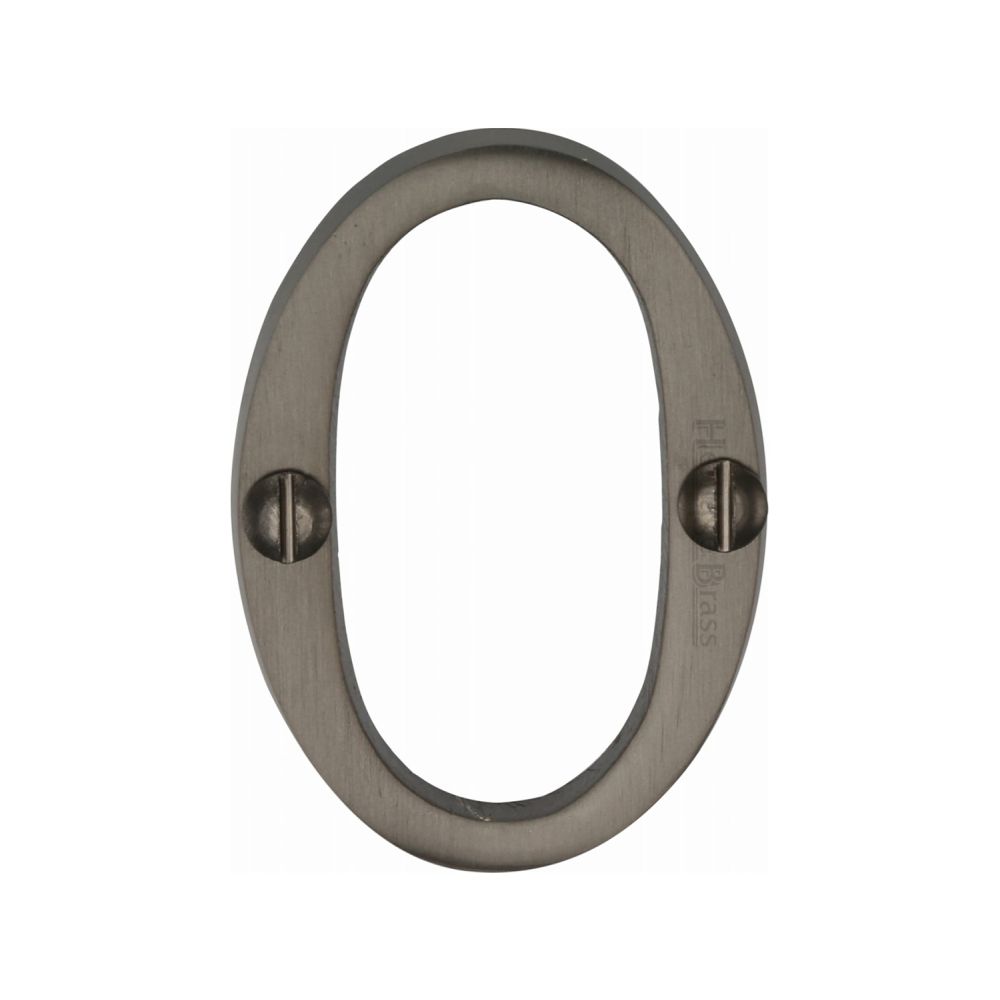 This is an image of a Heritage Brass - Numeral 0 Face Fix 51mm (2") Matt Bronze Finish, c1567-0-mb that is available to order from T.H Wiggans Ironmongery in Kendal.