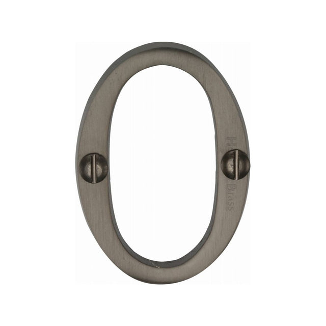 This is an image of a Heritage Brass - Numeral 0 Face Fix 51mm (2") Matt Bronze Finish, c1567-0-mb that is available to order from T.H Wiggans Ironmongery in Kendal.