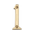This is an image of a Heritage Brass - Numeral 1 Face Fix 51mm (2") Polished Brass Finish, c1567-1-pb that is available to order from T.H Wiggans Ironmongery in Kendal.