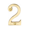 This is an image of a Heritage Brass - Numeral 2 Face Fix 51mm (2") Satin Brass Finish, c1567-2-sb that is available to order from T.H Wiggans Ironmongery in Kendal.
