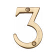 This is an image of a Heritage Brass - Numeral 3 Face Fix 51mm (2") Polished Brass Finish, c1567-3-pb that is available to order from T.H Wiggans Ironmongery in Kendal.