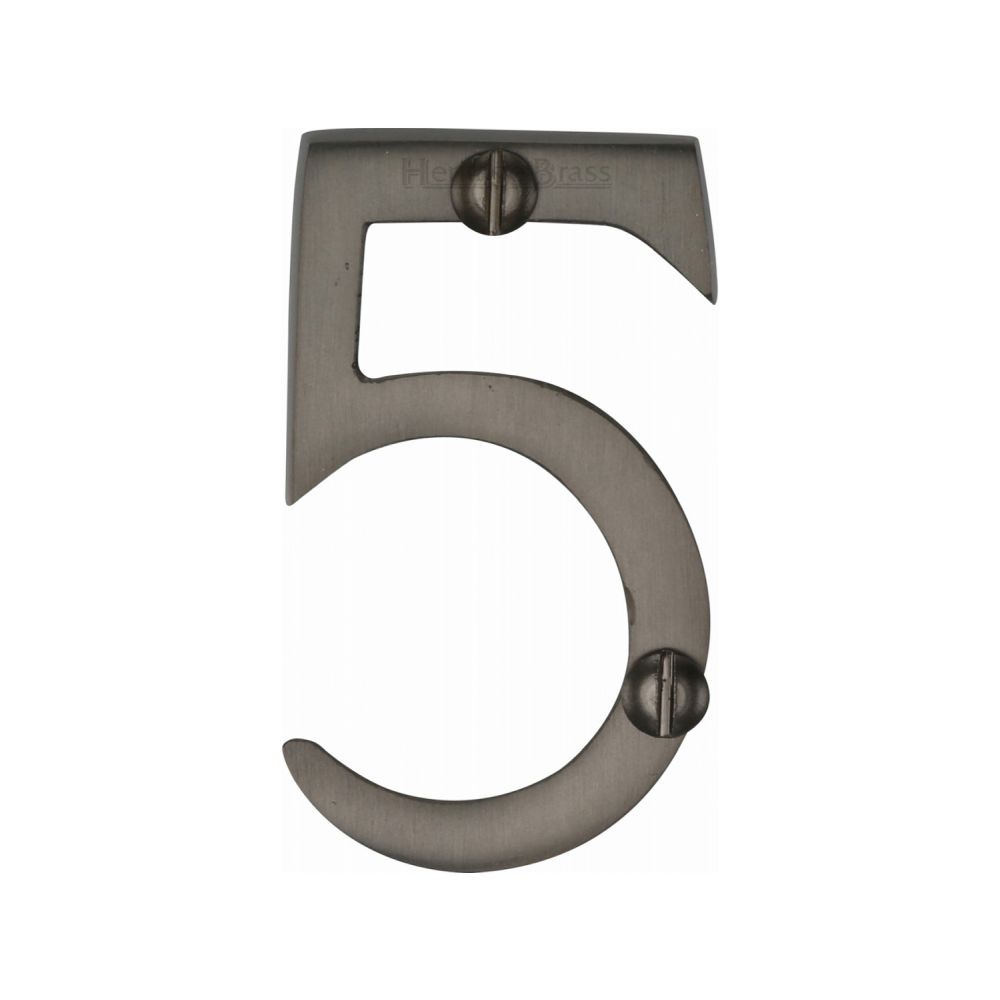 This is an image of a Heritage Brass - Numeral 5 Face Fix 51mm (2") Matt Bronze Finish, c1567-5-mb that is available to order from T.H Wiggans Ironmongery in Kendal.