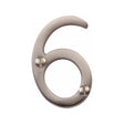 This is an image of a Heritage Brass - Numeral 6 Face Fix 51mm (2") Satin Nickel Finish, c1567-6-sn that is available to order from T.H Wiggans Ironmongery in Kendal.