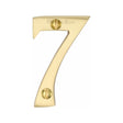 This is an image of a Heritage Brass - Numeral 7 Face Fix 51mm (2") Satin Brass Finish, c1567-7-sb that is available to order from T.H Wiggans Ironmongery in Kendal.