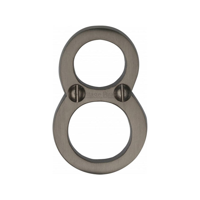 This is an image of a Heritage Brass - Numeral 8 Face Fix 51mm (2") Matt Bronze Finish, c1567-8-mb that is available to order from T.H Wiggans Ironmongery in Kendal.