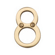 This is an image of a Heritage Brass - Numeral 8 Face Fix 51mm (2") Polished Brass Finish, c1567-8-pb that is available to order from T.H Wiggans Ironmongery in Kendal.