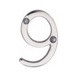 This is an image of a Heritage Brass - Numeral 9 Face Fix 51mm (2") Polished Chrome Finish, c1567-9-pc that is available to order from T.H Wiggans Ironmongery in Kendal.