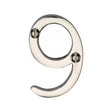 This is an image of a Heritage Brass - Numeral 9 Face Fix 51mm (2") Polished Nickel Finish, c1567-9-pnf that is available to order from T.H Wiggans Ironmongery in Kendal.