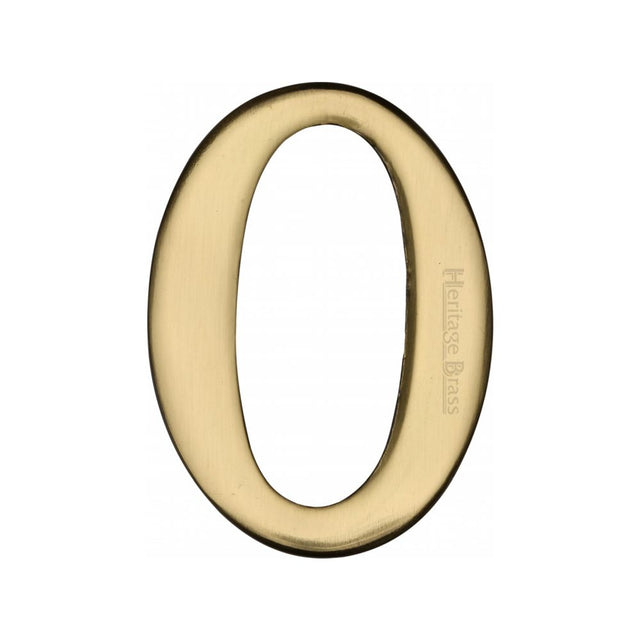 This is an image of a Heritage Brass - Numeral 0 Self Adhesive 51mm (2") Polished Brass Finish, c1568-0-pb that is available to order from T.H Wiggans Ironmongery in Kendal.