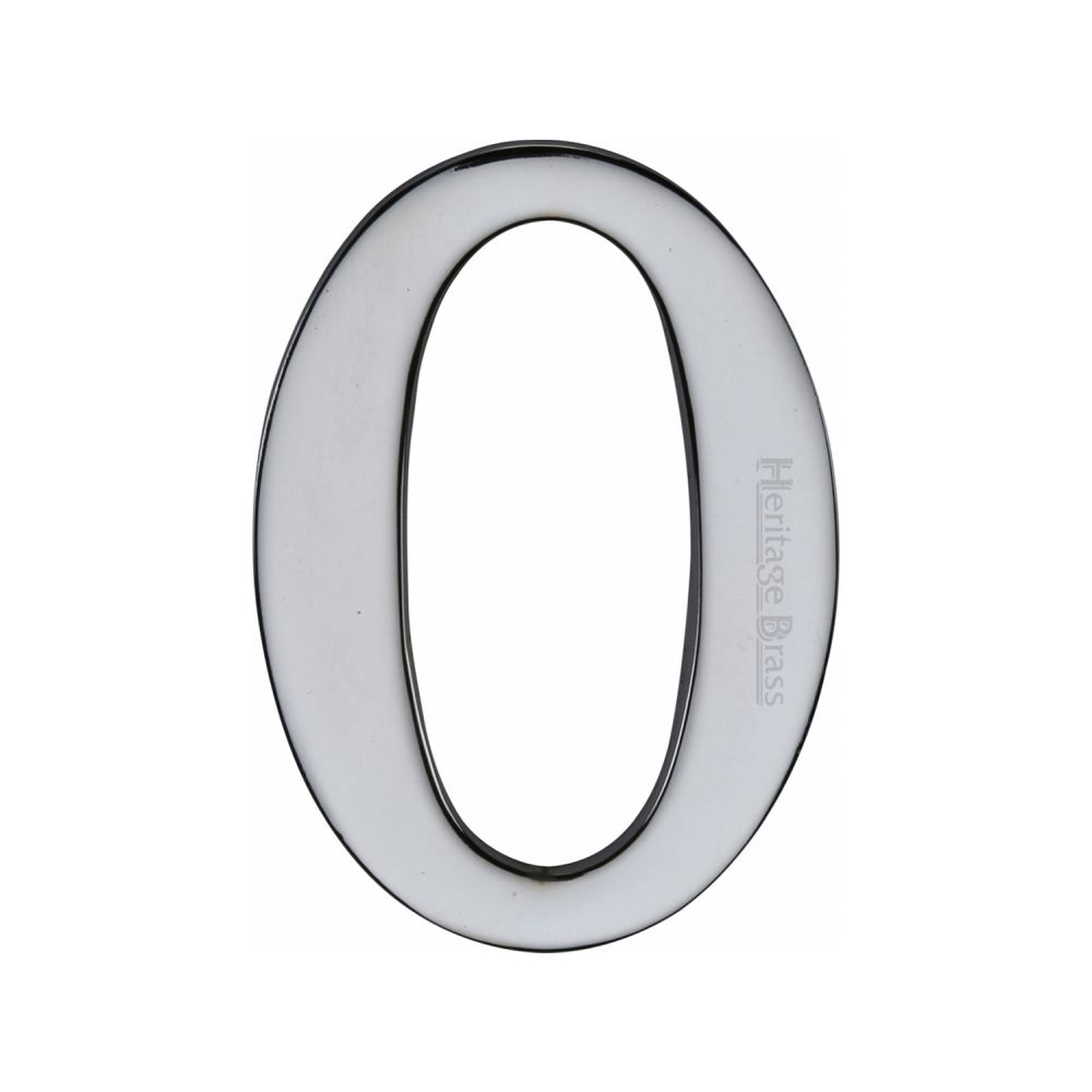This is an image of a Heritage Brass - Numeral 0 Self Adhesive 51mm (2") Polished Chrome Finish, c1568-0-pc that is available to order from T.H Wiggans Ironmongery in Kendal.