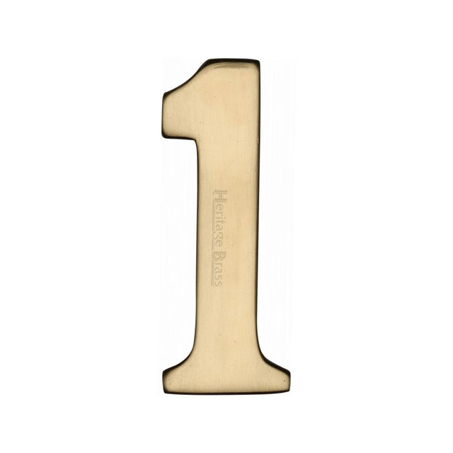 This is an image of a Heritage Brass - Numeral 1 Self Adhesive 51mm (2") Polished Brass Finish, c1568-1-pb that is available to order from T.H Wiggans Ironmongery in Kendal.