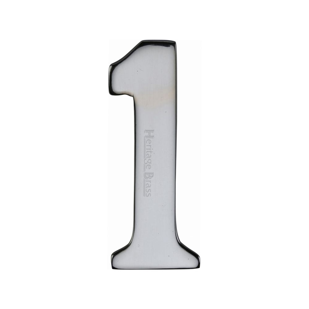 This is an image of a Heritage Brass - Numeral 1 Self Adhesive 51mm (2") Polished Chrome Finish, c1568-1-pc that is available to order from T.H Wiggans Ironmongery in Kendal.