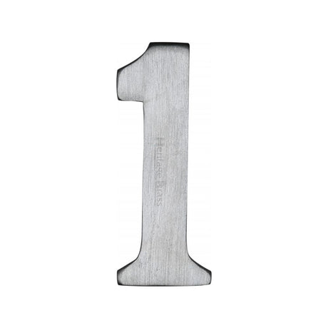 This is an image of a Heritage Brass - Numeral 1 Self Adhesive 51mm (2") Satin Chrome Finish, c1568-1-sc that is available to order from T.H Wiggans Ironmongery in Kendal.