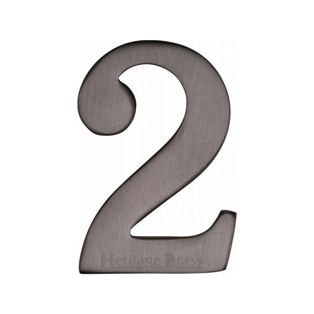 This is an image of a Heritage Brass - Numeral 2 Self Adhesive 51mm (2") Matt Bronze Finish, c1568-2-mb that is available to order from T.H Wiggans Ironmongery in Kendal.