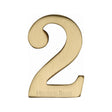This is an image of a Heritage Brass - Numeral 2 Self Adhesive 51mm (2") Satin Brass Finish, c1568-2-sb that is available to order from T.H Wiggans Ironmongery in Kendal.