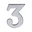 This is an image of a Heritage Brass - Numeral 3 Self Adhesive 51mm (2") Polished Chrome Finish, c1568-3-pc that is available to order from T.H Wiggans Ironmongery in Kendal.