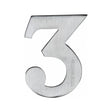 This is an image of a Heritage Brass - Numeral 3 Self Adhesive 51mm (2") Satin Chrome Finish, c1568-3-sc that is available to order from T.H Wiggans Ironmongery in Kendal.