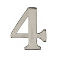 This is an image of a Heritage Brass - Numeral 4 Self Adhesive 51mm (2") Satin Nickel Finish, c1568-4-sn that is available to order from T.H Wiggans Ironmongery in Kendal.