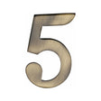 This is an image of a Heritage Brass - Numeral 5 Self Adhesive 51mm (2") Antique Brass Finish, c1568-5-at that is available to order from T.H Wiggans Ironmongery in Kendal.