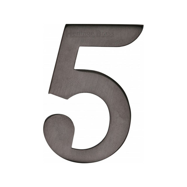 This is an image of a Heritage Brass - Numeral 5 Self Adhesive 51mm (2") Matt Bronze Finish, c1568-5-mb that is available to order from T.H Wiggans Ironmongery in Kendal.