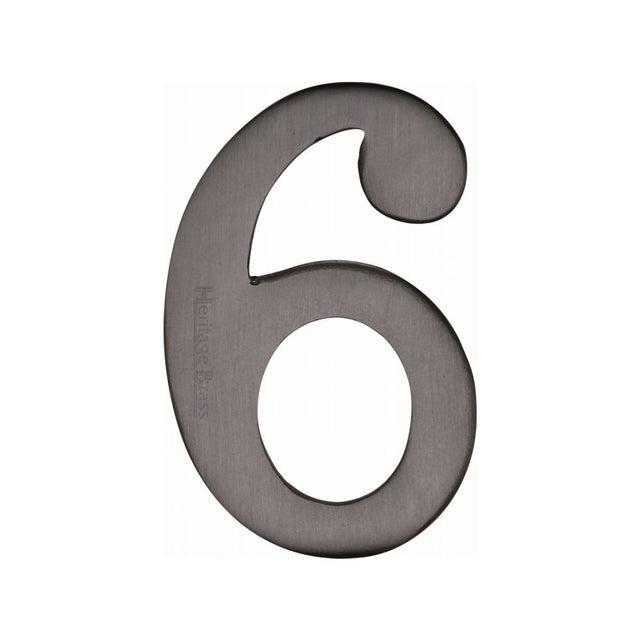 This is an image of a Heritage Brass - Numeral 6 Self Adhesive 51mm (2") Matt Bronze Finish, c1568-6-mb that is available to order from T.H Wiggans Ironmongery in Kendal.