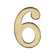 This is an image of a Heritage Brass - Numeral 6 Self Adhesive 51mm (2") Polished Brass Finish, c1568-6-pb that is available to order from T.H Wiggans Ironmongery in Kendal.