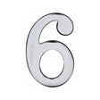 This is an image of a Heritage Brass - Numeral 6 Self Adhesive 51mm (2") Polished Chrome Finish, c1568-6-pc that is available to order from T.H Wiggans Ironmongery in Kendal.