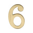 This is an image of a Heritage Brass - Numeral 6 Self Adhesive 51mm (2") Satin Brass Finish, c1568-6-sb that is available to order from T.H Wiggans Ironmongery in Kendal.
