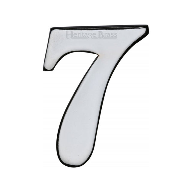 This is an image of a Heritage Brass - Numeral 7 Self Adhesive 51mm (2") Polished Chrome Finish, c1568-7-pc that is available to order from T.H Wiggans Ironmongery in Kendal.