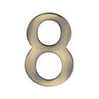 This is an image of a Heritage Brass - Numeral 8 Self Adhesive 51mm (2") Antique Brass Finish, c1568-8-at that is available to order from T.H Wiggans Ironmongery in Kendal.