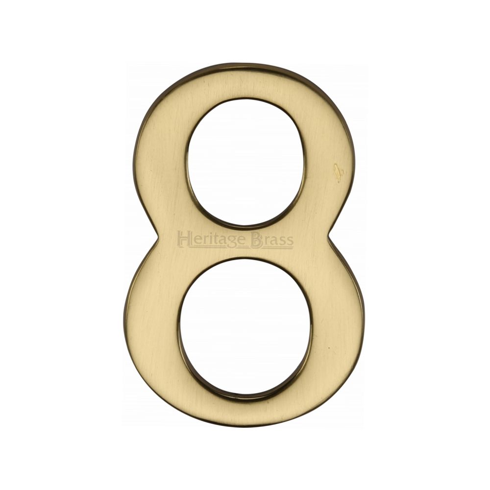 This is an image of a Heritage Brass - Numeral 8 Self Adhesive 51mm (2") Polished Brass Finish, c1568-8-pb that is available to order from T.H Wiggans Ironmongery in Kendal.