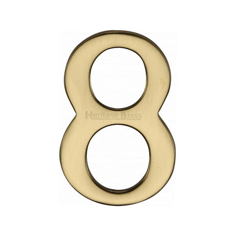 This is an image of a Heritage Brass - Numeral 8 Self Adhesive 51mm (2") Polished Brass Finish, c1568-8-pb that is available to order from T.H Wiggans Ironmongery in Kendal.