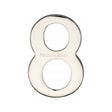This is an image of a Heritage Brass - Numeral 8 Self Adhesive 51mm (2") Polished Nickel Finish, c1568-8-pnf that is available to order from T.H Wiggans Ironmongery in Kendal.