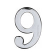 This is an image of a Heritage Brass - Numeral 9 Self Adhesive 51mm (2") Polished Chrome Finish, c1568-9-pc that is available to order from T.H Wiggans Ironmongery in Kendal.