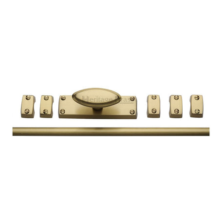 This is an image of a Heritage Brass - Espagnolette Bolt Satin Brass Finish, c1688-sb that is available to order from T.H Wiggans Ironmongery in Kendal.